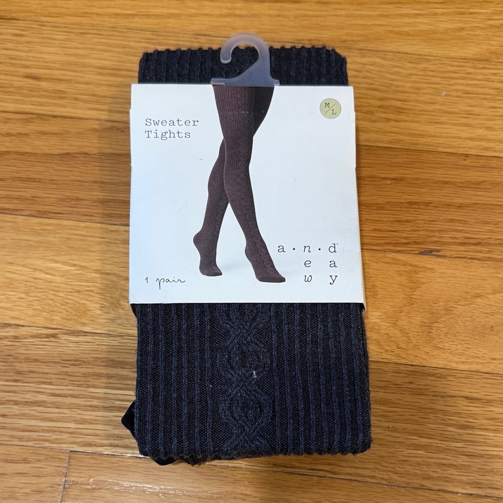 a new day Black Ribbed Cable Sweater Tights
